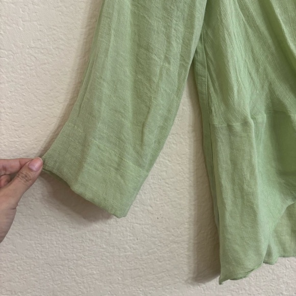 Zac & Rachel Lime green Solid 3/4 Sleeve Blouse Size Large - Picture 5 of 7